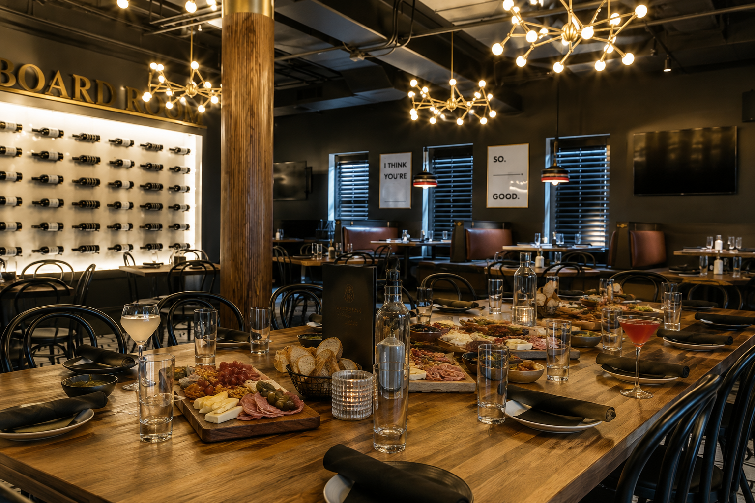 A private event setup or celebration table if The Board Room has photos from bridal showers, corporate events, or birthdays.