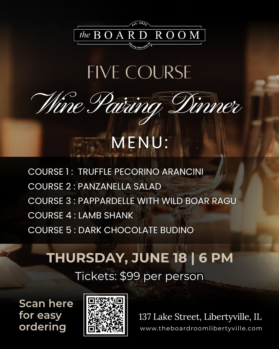 Tuscan Wine Dinner at The Board Room