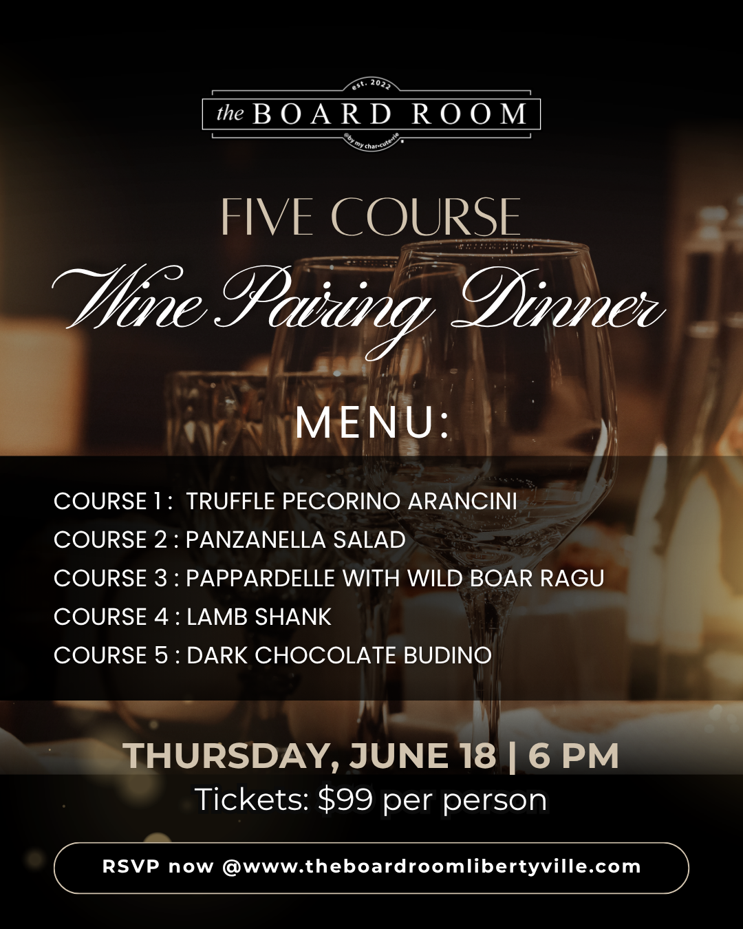 Tuscan Wine Dinner at The Board Room